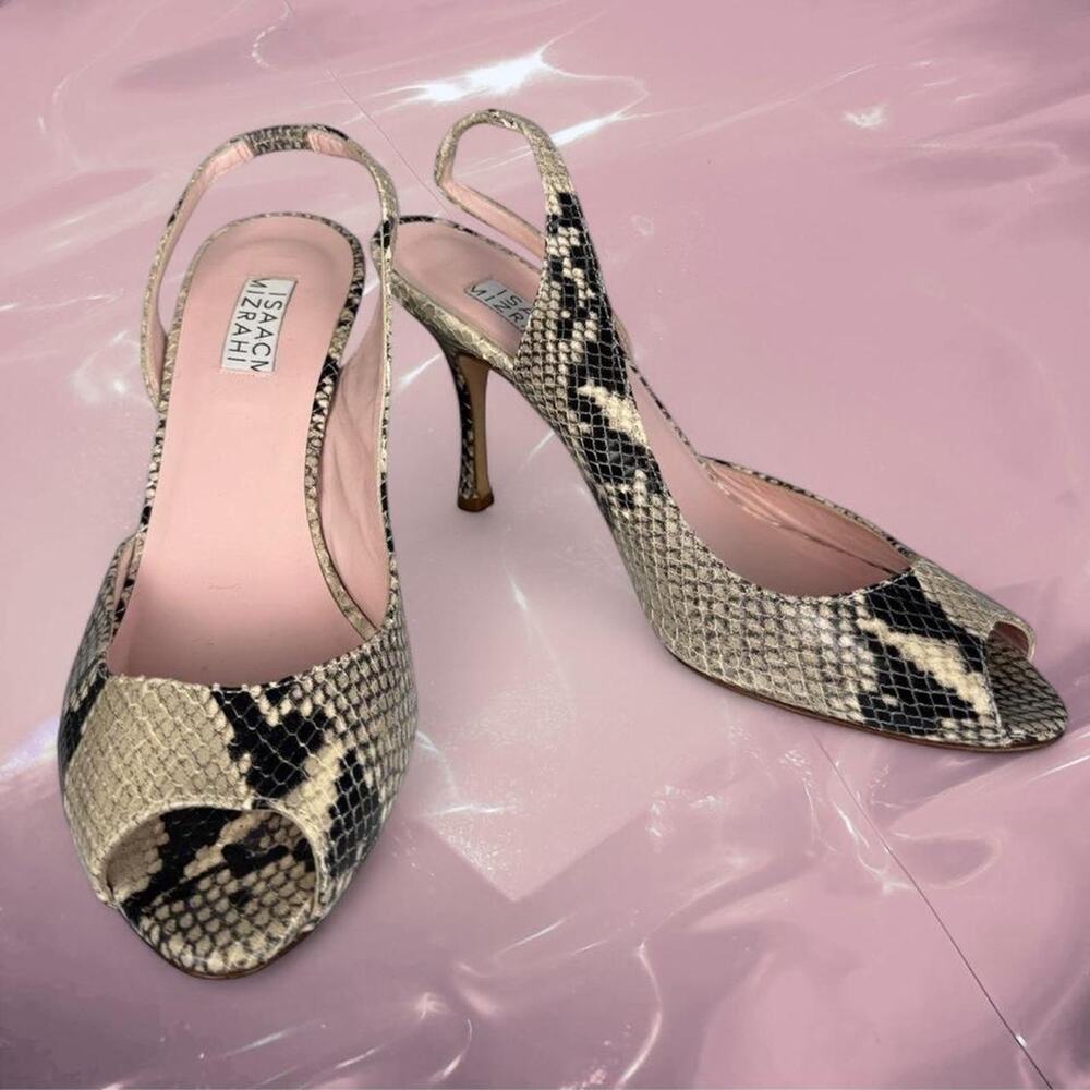Y2K fairy core snake embossed slingback peep toe heels